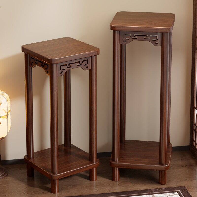 中式花架子客厅落地式置物架阳台实木植物盆栽托架室内多层花盆架