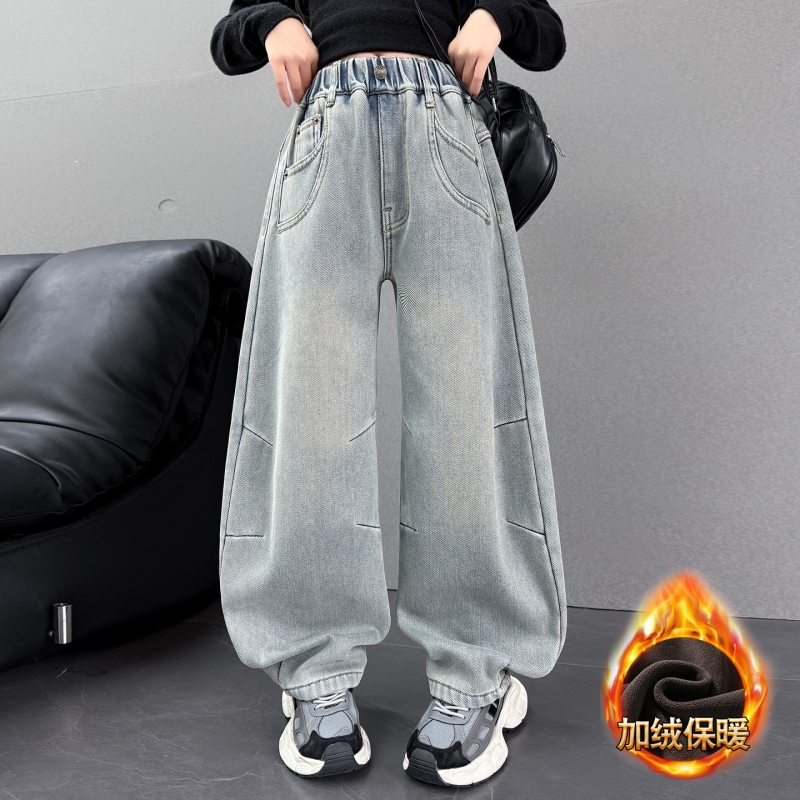 爱西娜牛仔裤宽松直筒裤