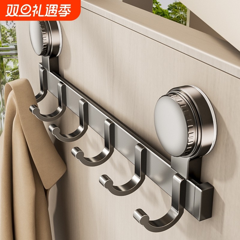 衣柜玄关吸盘门后挂钩免打孔强力粘胶承重置物架入户门挂衣架衣钩