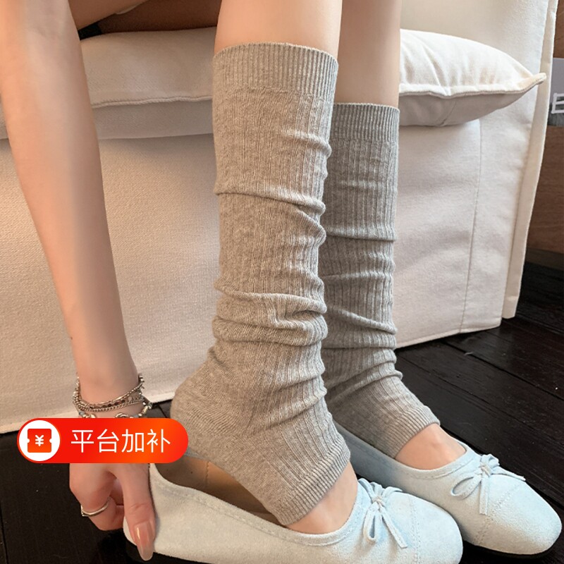 袜子夏薄款女灰色踩脚袜套芭蕾风脚跟堆堆袜配拖鞋凉鞋夏天中筒袜