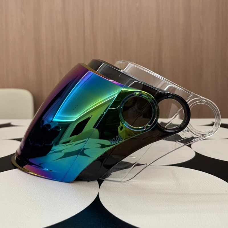 头盔镜片856高清透明强化防晒风镜805耐用夏盔防晒防风面罩