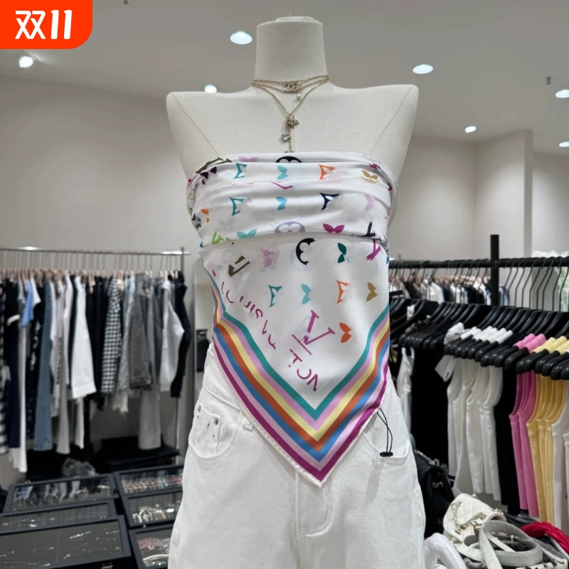 联名90大方巾裹胸薄款披肩防晒复古时尚百搭装饰印花包头丝巾围巾