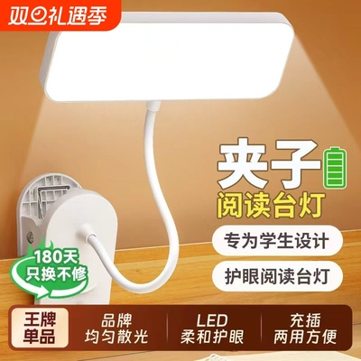 小台灯护眼学习专用宿舍大学生充电台灯书桌夹子式阅读卧室床头灯电脑键盘小灯插充电宝接口上的小夜灯亮护眼