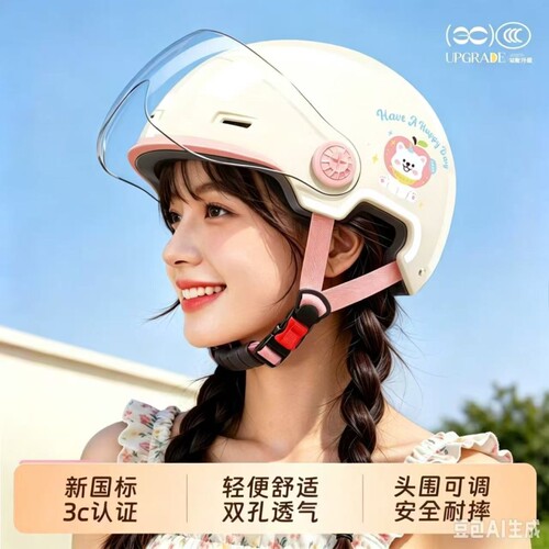 3c认证电动车头盔女2026新款夏季防晒摩托车男安全帽四季通用护耳