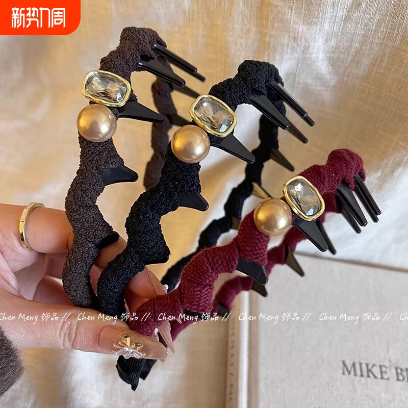 韩系高颅齿防滑发箍女2026新款高级感洋气时尚头箍压发卡红色波浪