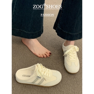 女夏外穿2025新款 一脚蹬阿甘鞋 超火德训鞋 爆款 半拖小白鞋 包头拖鞋