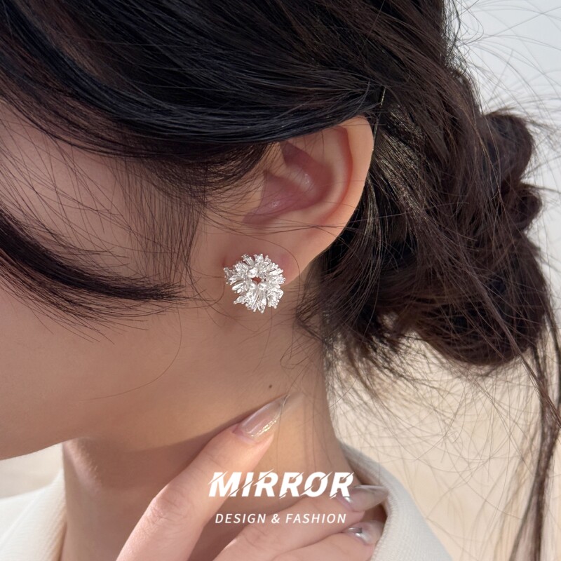 小麋人「冰穹霜花」925纯银耳针耳钉女银针耳饰创意2025新款爆