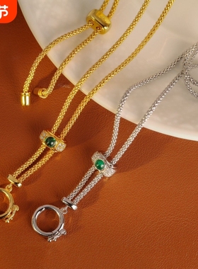 流金岁月可抽拉调节项链女挂万能扣毛衣链精致时尚礼物夏季经典款