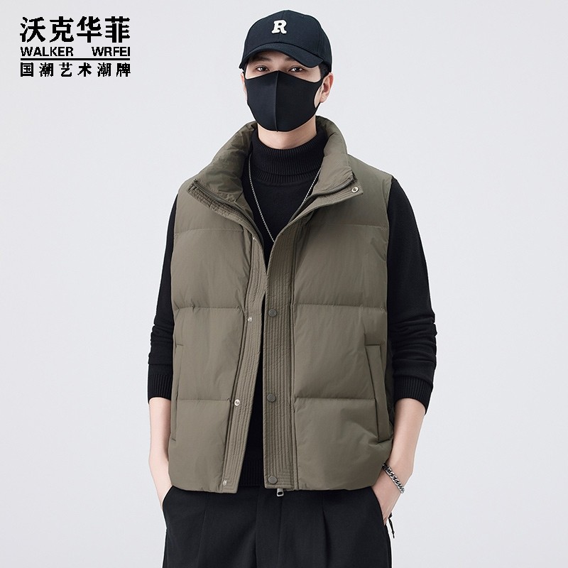 沃克华菲羽绒马甲男坎肩冬季2025新款外穿青少年宽松休闲运动外套