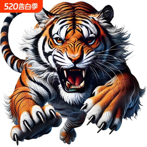 客厅防水自粘老虎背景装饰贴画