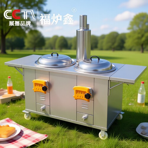 户外地锅灶铁锅移动双灶台
