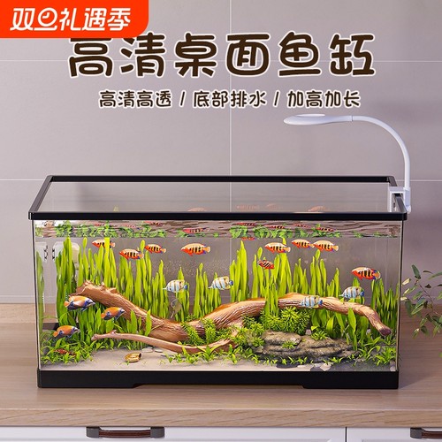 生态鱼缸带盖过滤制氧一体透明客厅乌龟饲养缸底部排水桌面增氧