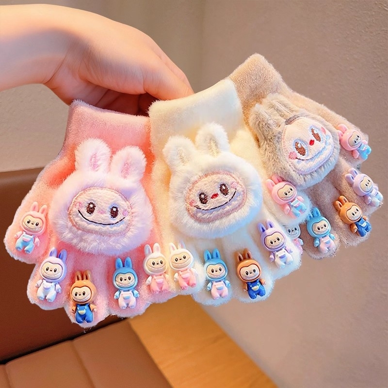 儿童手套新款卡通可爱小女孩五指套冬季男女童防寒保暖宝宝手指套