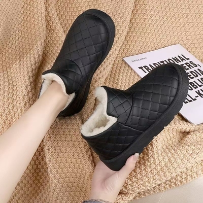 2025新款雪地靴冬加绒加厚保暖棉鞋休闲防滑新黑色毛绒短筒咖色