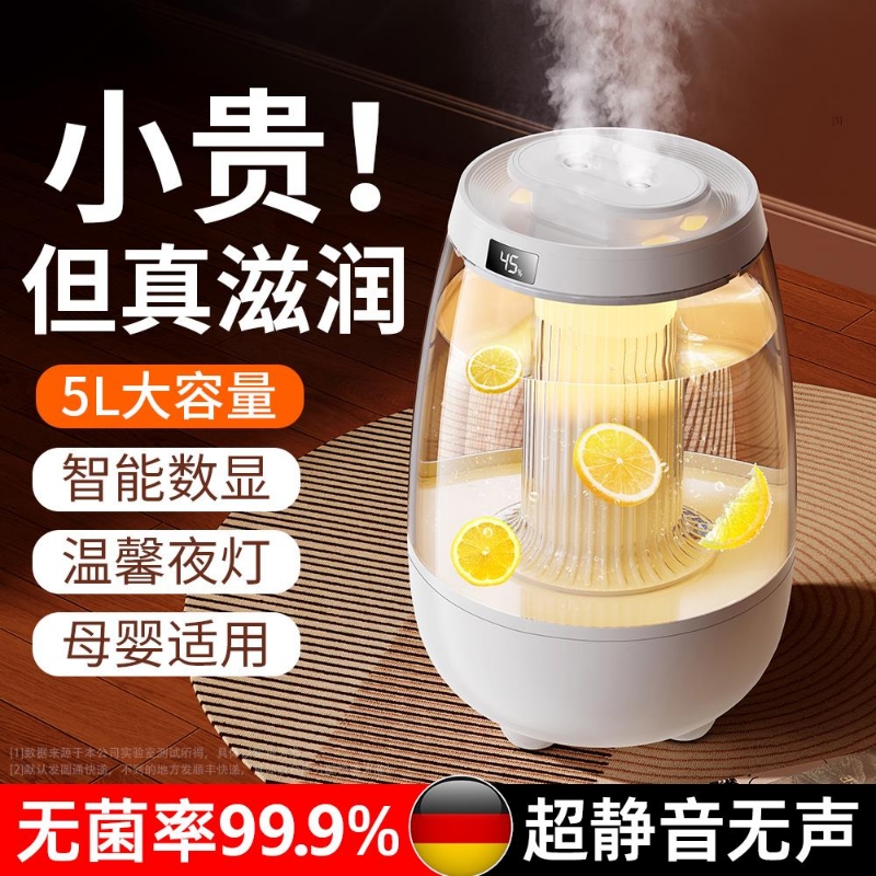加湿器小型2025新款家用静音卧室孕妇婴儿净化办公室桌面空气大雾量空气净化加湿器
