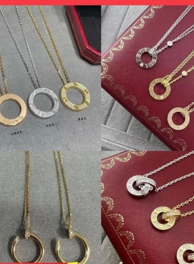 钉子镶钻镀18K金大圆饼项链女男女高版本高级感玫瑰金满天星项链