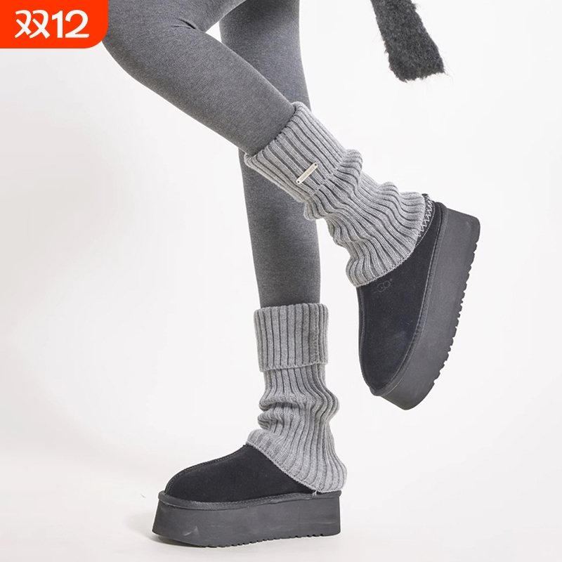 金属标针织复古小腿堆堆袜套