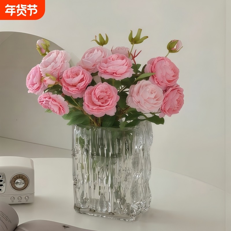 仿真花假花摆设花束玫瑰花装饰客厅餐桌高级感绢花逼真高档永生花