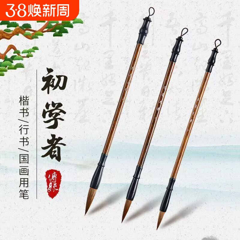 毛笔套装初学者纯狼毫兼毫羊毫成人入门大中小楷书法国画楷隶书行书专用文房四宝不掉毛小学生练习培训班专用