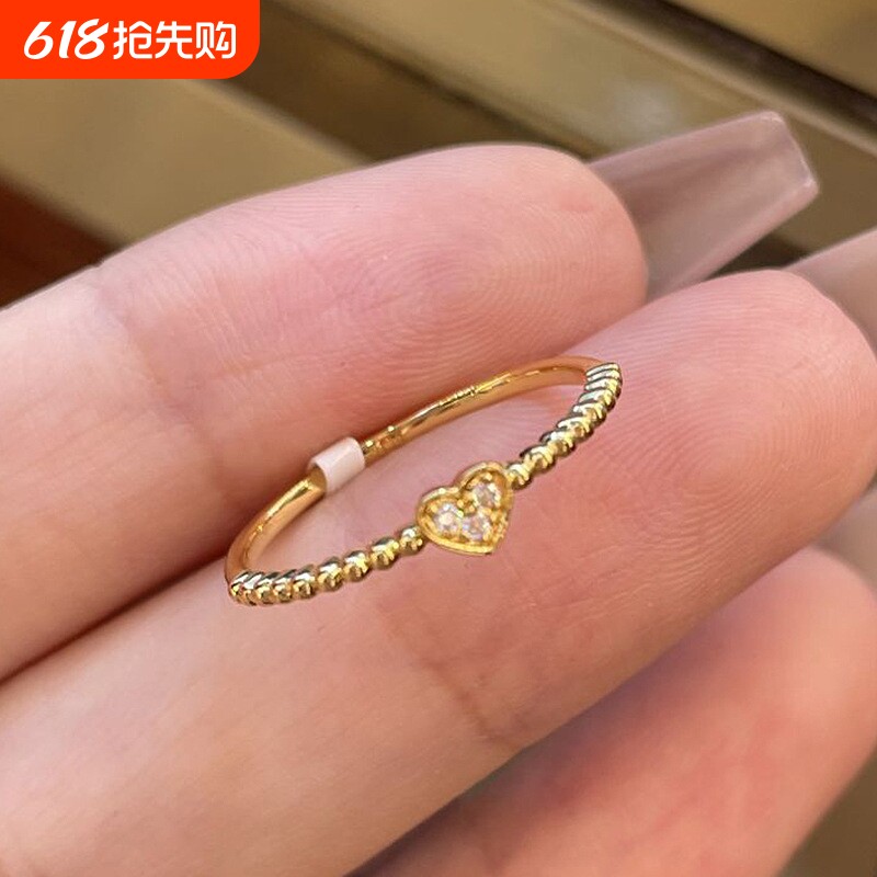 韩系小清新爱心锆石戒指高级感轻奢小众气质个性百搭宝藏女饰品