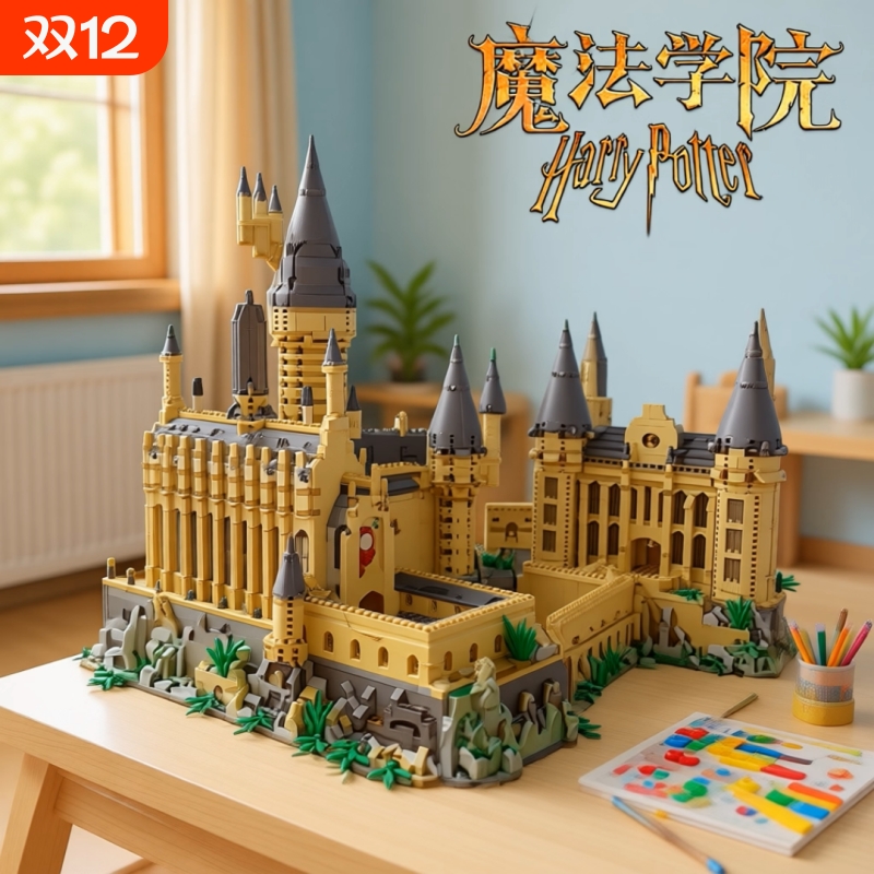 哈利波特兼容乐高积木霍格沃兹城堡高难度巨大型女孩礼物拼装玩具