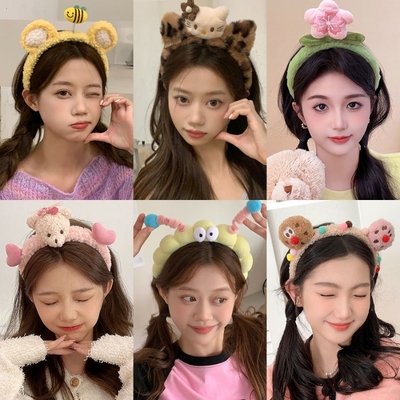 曲奇饼干洗脸发箍女2025新款毛绒压发头箍可爱发卡子防滑发捆头饰