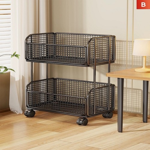 书本收纳箱多层带轮可移动收纳筐学生桌边储物箱双层大容量放置