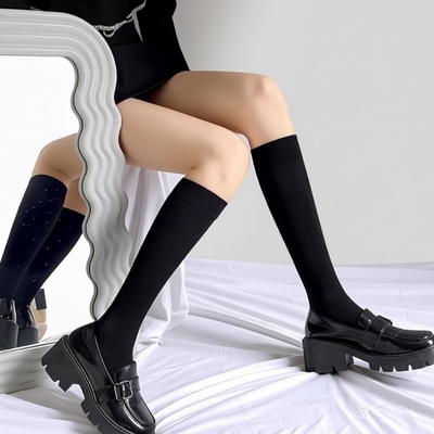 压力袜子瘦腿女春秋小腿袜过膝袜jk长筒袜配小皮鞋中筒袜长袜灰色