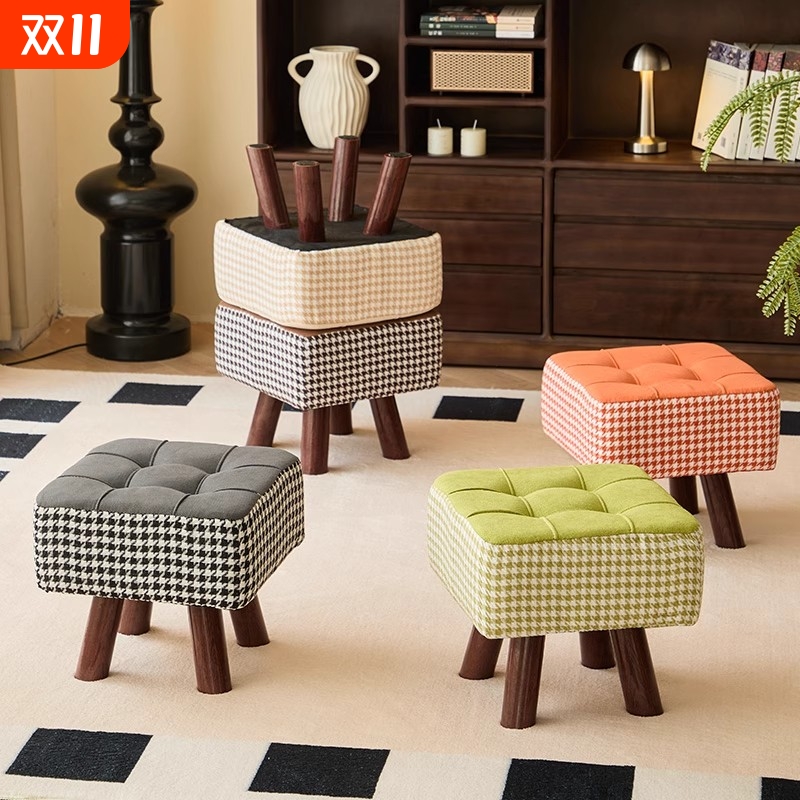 小凳子家用客厅坐凳沙发凳软包坐垫小板凳矮凳简约现代门口换鞋凳