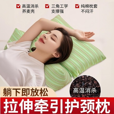 颈椎枕荞麦三角连体枕头护颈椎助睡眠反弓牵引加热硬枕芯护颈专用