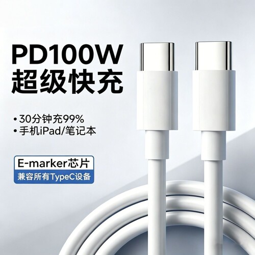 双tpyec接口PD100W超级快充6A适用华为荣耀小米OPPO手机VIVO苹果15/16/17平板笔记本兼容可用加长2米数据充电