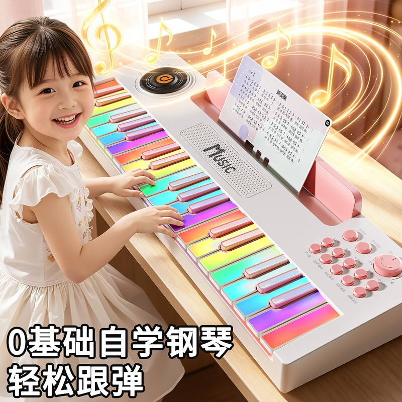 彩虹电子琴儿童小钢琴多音色早教音乐启蒙礼盒玩具新款乐器弹奏