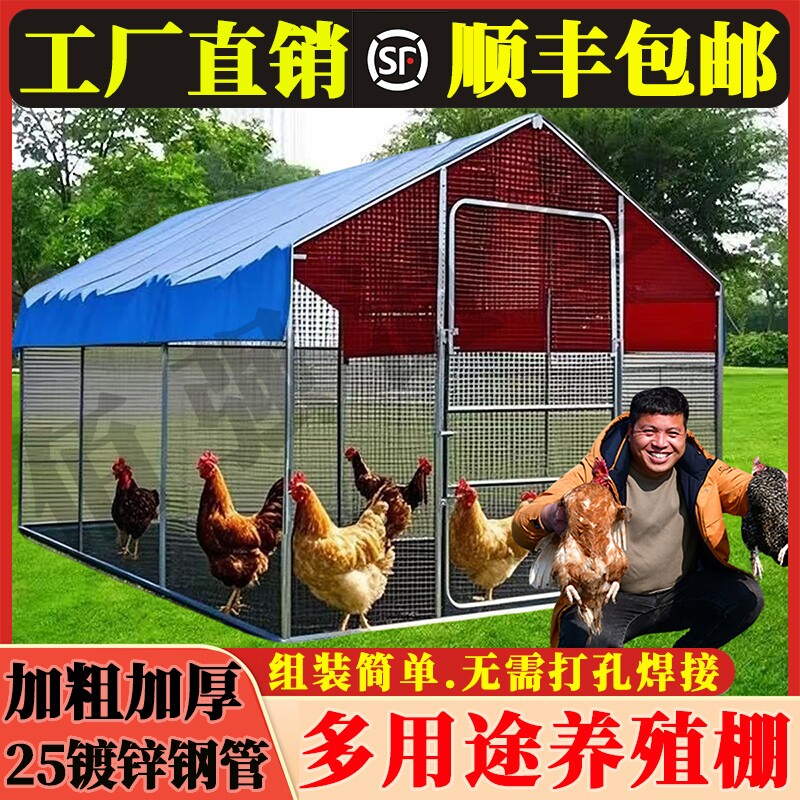 鸡笼户外养殖养鸡组装鸽笼家禽雨棚大型孔雀防雨鸡舍搭建鸡棚家用