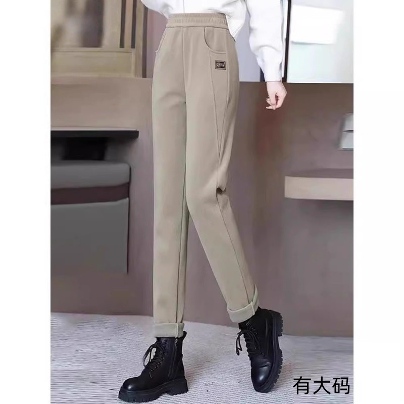 休闲小脚裤女2025秋冬新款加绒加厚哈伦裤显瘦高腰保暖长裤大码