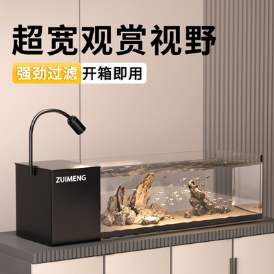 鱼缸新款家用客厅侧滤金鱼缸过滤制氧一体式溪流造景生态观赏鱼缸