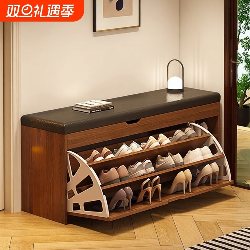 翻斗换鞋凳可坐鞋柜门口家用高级感入户门靠墙收纳一体鞋架玄关