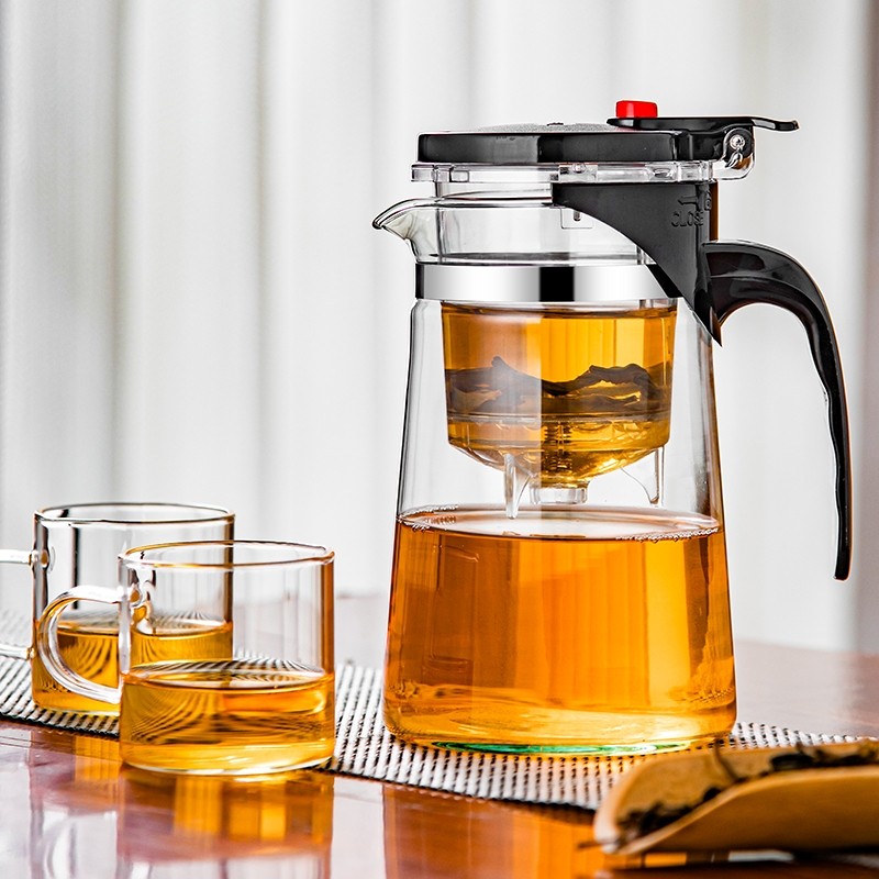 玻璃茶壶家用泡茶飘逸杯高档泡茶壶一键按压过滤茶水分离茶具套装,餐饮具,飘逸杯,淘宝优惠券,粉丝福利购,淘宝优惠卷