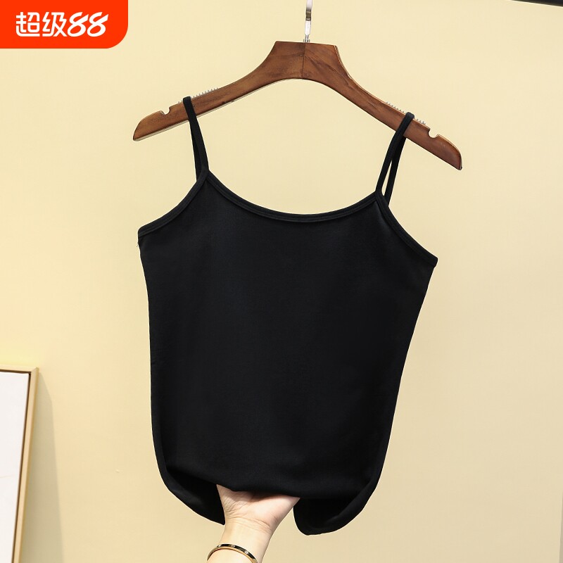 春夏跑步小吊带背心女黑白色纯棉螺纹内搭美背打底健身网红外穿潮