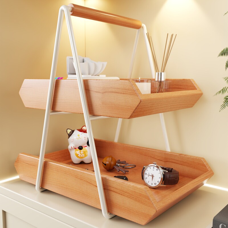 实木水果盘家用客厅茶几置物架零食糖果摆放盘台面分类干果放置架