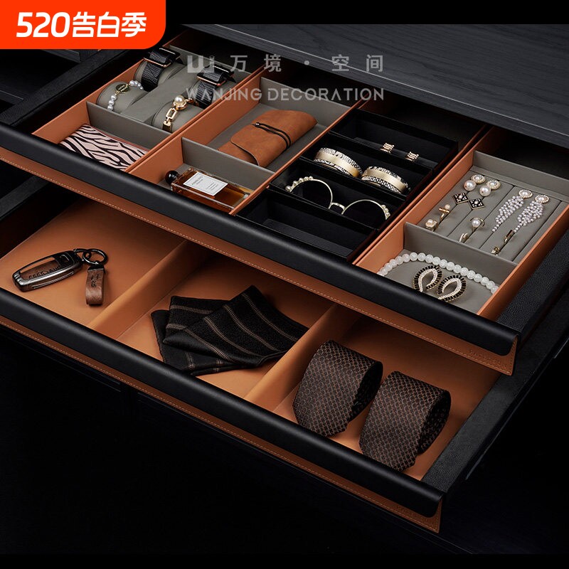 样板间衣帽间首饰组合戒指耳环项链软装道具套装衣柜抽屉软装摆件
