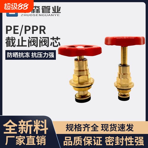 厂家直销pe截止阀阀门芯PPR截止阀 纯铜阀芯4分 25 精品黄铜阀芯