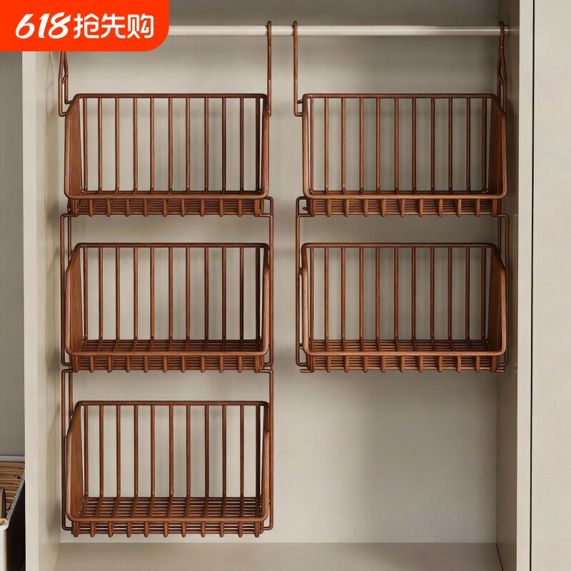 衣柜收纳挂袋悬挂式分层置物架可叠加衣服置物架柜内包包整理挂篮