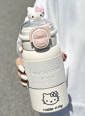 hellokitty保温杯双饮女2024新款316可爱学生便携吸管水杯子儿童