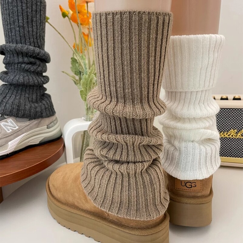 袜套堆堆袜子女秋冬季加厚保暖小腿袜纯色棉袜冬配雪地靴羊毛长袜