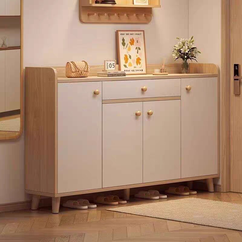 鞋柜家用门口入户2026新款玄关储物收纳柜一体靠墙楼道实木色鞋架