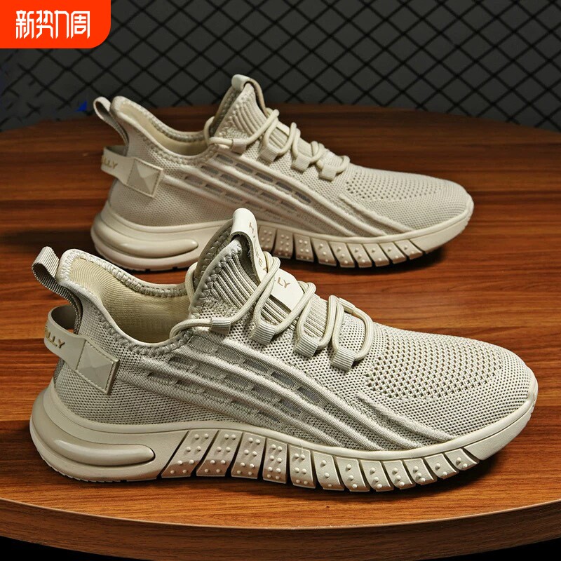 飞织椰子男鞋网面透气网鞋薄款防臭跑步休闲鞋秋季轻便男士运动鞋