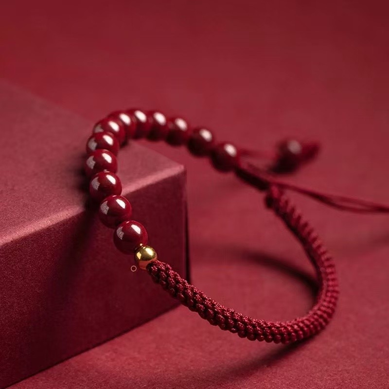 朱砂手链手绳女本命年红绳情侣平安礼物玉米结脚链饰品编织转运珠