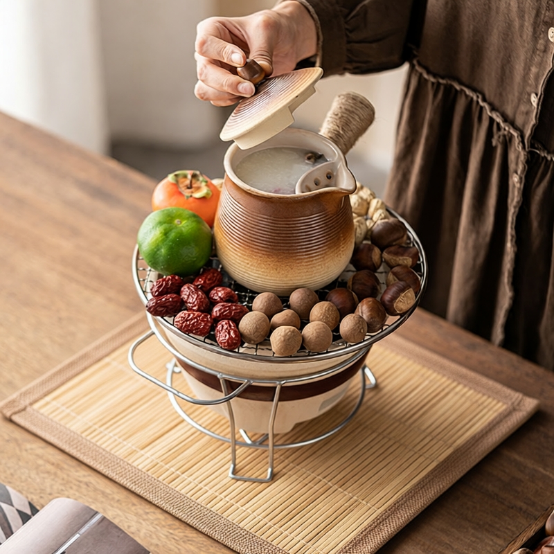 家用围炉煮茶壶炭火炉子套装新款户外奶茶罐陶瓷泡茶器具侧把烧水