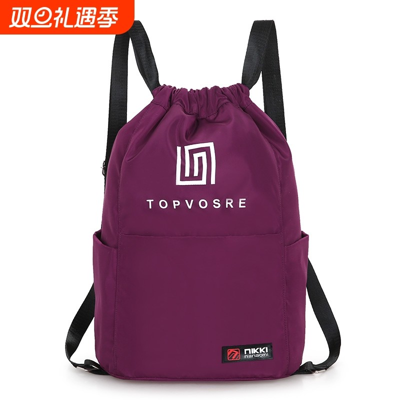 束口袋抽绳ins大容量牛津布双肩包女2023新款运动旅行背包女防