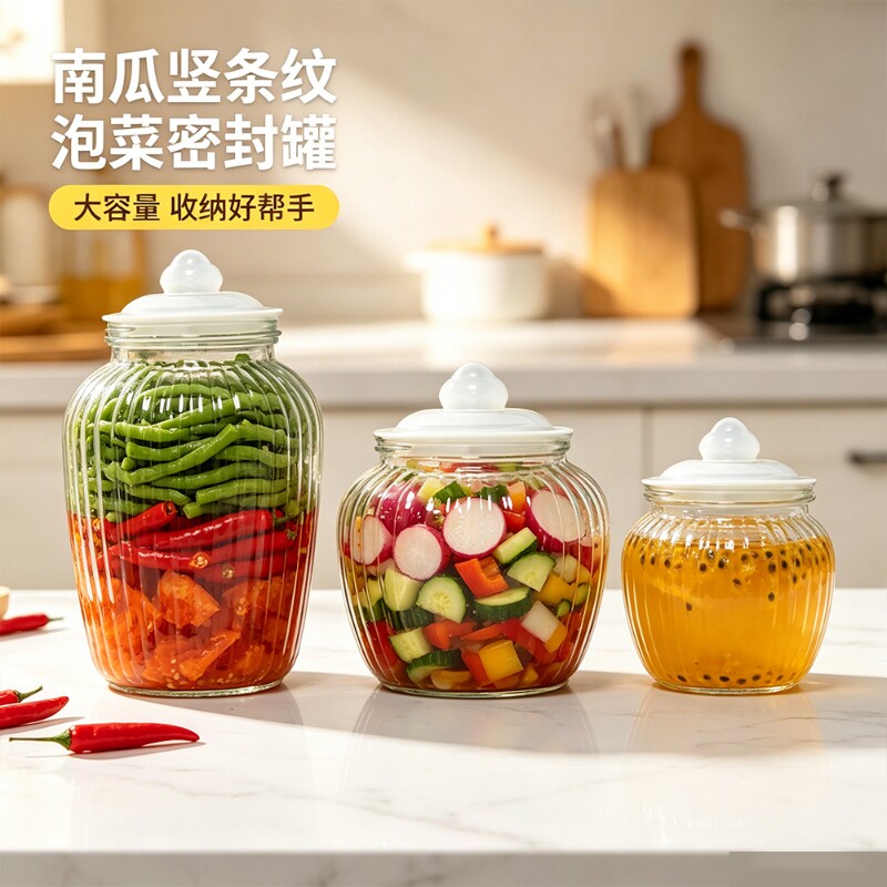 大容量密封泡菜坛子加厚带盖玻璃瓶食品级家用腌制五谷杂粮储物罐